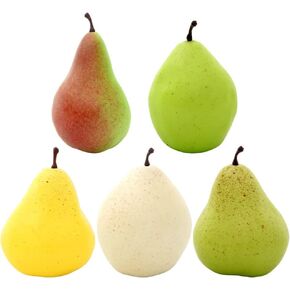 5pcs Artificial Pear Fake Pear Model Simulation Fruit Photo Props for Kitchen Shop Decoration