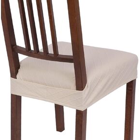 papasgix Seat Covers for Dining Chairs, Stretch Removable Rear Covered Dining Chair Seat Covers Set of 4, Dining Room Chair Covers Protector (Beige Check)