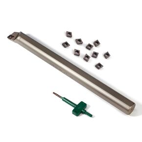 1''x12" Indexable Boring Bar, Right-Hand Sclcr S16T-SCLCR3 Turning Tool Holder with 10 Pcs Indexable Carbide Turning Inserts CCMT09T304(CCMT32.5)