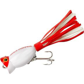 Arbogast Hula Popper Topwater Fishing Lure, White/Red Head, G760 (2 in, 3/8 oz)