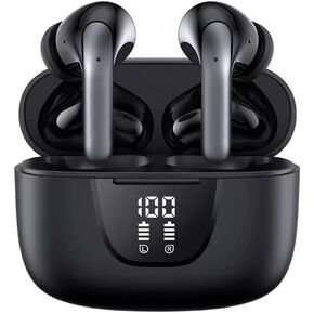 Bluetooth 5.3 True Wireless HiFi Stereo Earbuds. Long Battery Life, LED Power Display, Wireless Charging Case, and IPX5 Waterproof Earbuds Perfect for Sports, TV, Smartphones, Laptops, and more