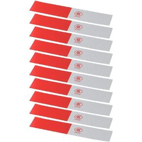 10 Pieces 2 x12 Inch Reflective Tape,Self Adhesive Safety Reflector Strips,Red/White Conspicuity Safety Caution Warning,Safety Caution Warning Tape for Trailers, Cars, Trucks, Signs