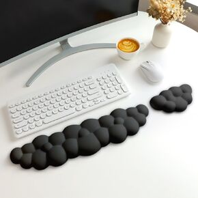 Ergonomic Keyboard Wrist Rest & Mouse Wrist Rest Set - Memory Foam Cushion Durable Non-Slip, Soft Leather Support for Comfortable Typing - Teal Cloud