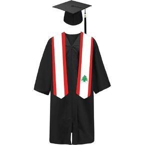 SNUWITH Lebanon Flag Graduation Sash/Stole/Scarf 180X13CM Double Sided for Study Aboard International Students Graduation Decoration Item Gift