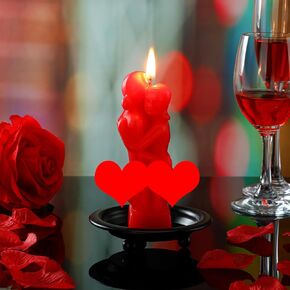 Jingmore Love Candle with Candle Holder Couple Hugging Lover Figure Ritual Image Love Spell Candle Fall in Love with Me Love Candles to Attract Love with Black Iron Candle Plate