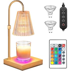 Candle Warmer Lamp, Adjustable Height Candle Warmer, Electric Wax Melt Warmer with Timer & Dimmer & 2 Bulbs for Scented Wax Jar Home Decor, Mom on Mothers Day, Valentines Day Gifts