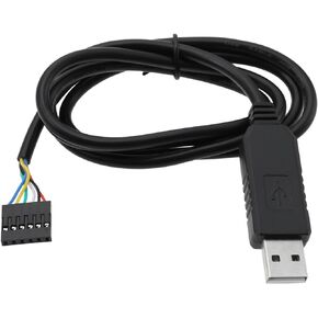eMagTech USB to TTL Serial Adapter 5V UART Cable FT232RL Chip Data Cable 6 Pin Socket Header Compatible with Windows XP 10 8 7 Compatible with Linux Compatible with MAC (1M Black)