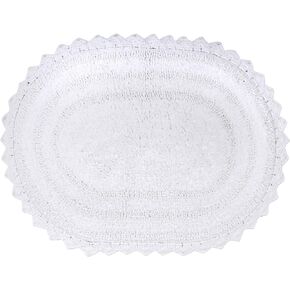 DII Crochet Collection Reversible Bath Mat, Round, 27.5" Diameter, White