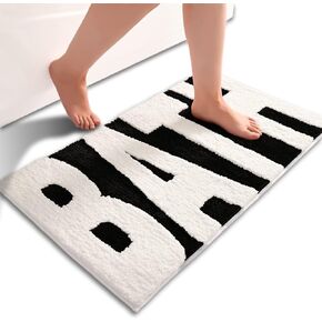 Bathroom Rugs Pink and White Bath Mats for Bathroom Non Slip Floor Mat, Thick Soft Shaggy Bath Rug Cute Bathroom Deocr, Super Absorbent Bathmat Machine Washable Carpet for Shower, 20 x 32