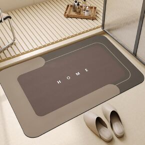 Absorbent Bath Mat Rug, Quick Drying Mat Silicone Magic Bath Mat Non-Slip Floor Rug Rubber Backed for Bathroom Kitchen Shower Sink, Super Water Absorbent (1PC, 15.7''x23.6'', Beige)