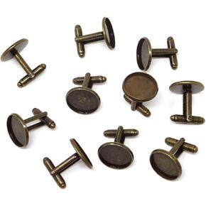 Honbay 10PCS(5 Pairs) 16mm Brass French Style Cufflink with Blank Round Tray for 16mm Round Cabochons