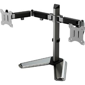 WALI Dual Monitor Stand for Desk, Computer Monitor Stands for 2 Monitors up to 32inch inches, Dual Monitor Mount Fits up to 19.8lbs, Free Standing Full Motion Dual Monitor Arm for Desk (MF002N), Black