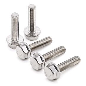 Glvaner 5/16-18 x 1-1/4" (12 pcs) Stainless Steel Flanged Hex Head Bolts Screws, 18/8 Stainless Steel 304, Hexagon Head Bolt with Serrated Flange Washer, Full Thread Coverage