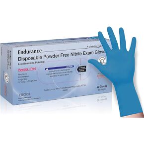 Saf-Care Endurance 11.5 Inches Extended Long Cuff Powder Free Blue Nitrile Exam Medical Gloves, Heavy Duty, 8 Mil, Low Derma