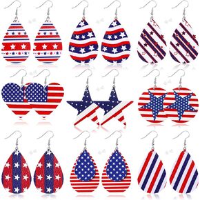 9 Pairs Faux Leather Earrings for Women Lightweight Leaf Long Dangle Earrings