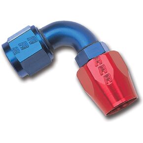 RUSSELL/EDEL 610180 Red/Blue Anodized Aluminum -10AN 90-Degree Hose End