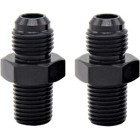 YSIL 4AN Male Flare to 1/8" NPT 2PCS Hose Pipe Fitting Adapter Fuel Union Connector Aluminum Alloy Straight Black Anodized Surface