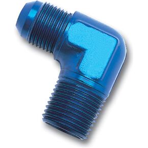 Edelbrock/Russell 660840 Blue Anodized Aluminum -6AN 90-Degree Flare to 3/8" Pipe Adapter Fitting, 1 Count (Pack of 1)