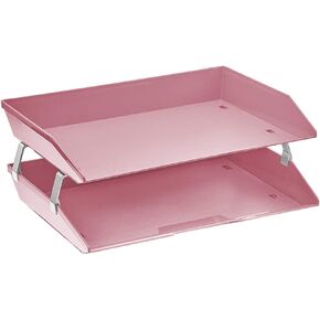 Acrimet Facility 2 Tier Letter Tray Side Load، منظم ملفات سطح المكتب، بلاستيك (لون وردي خالص)