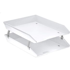 Acrimet Facility 2 Tier Letter Tray تحميل أمامي، منظم ملفات سطح المكتب، بلاستيك (لون أبيض)
