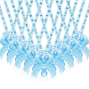 XunYee 48 Pcs Baby Shower Pacifier Necklace Cute Feet Acrylic Baby Pacifiers for Baby Shower Decoration Table Distribution Party Favors (Blue)