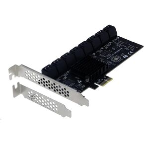 SEDNA - PCIe 1x Gen 3 16 Port SATA Non-RAID Controller Card with Low Profile Bracket