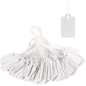 300 Pcs Price Tags, Sale Tags, Hang Strung Labels Tags with String for Jewelry Display, Clothing Display, Key (300, 13 x 23mm)