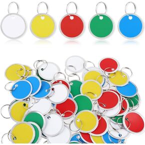 50pcs Key Label Tags,Ymapinc Writable Key Tags with Ring,Key Chain Tags,Metal Key Tags Identifiers for Jars Drawer Luggage Backpack Home Office Hotel Business