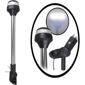 Pactrade Marine Boat Pontoon LED All Round Anchor Fold Down Light SS Pole 10-30V 9-1/2''H 2NM USCG A16 Certified