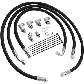 10AN Upgraded Braided Transmission Cooler Hose Lines Fitting Kit Compatible with Chevrolet/GMC 6.6L Duramax w/Allison (LLY/LBZ/LMM) 2006-2010 - Black