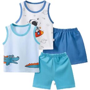 Toddler Baby Boy Summer Clothes Sleeveless Tank Tops+Shorts Outfits Dinosaur Printed Casual Shorts Set Clothing