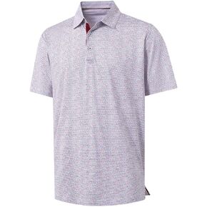 M MAELREG Mens Golf Shirt Short Sleeve Dry Fit Print Moisture Wicking Performance Patterns Collared Polo Shirt