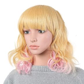 Onedor 13" Short Curly Women Lolita Anime Cosplay Heat Resistant Hair Bob Full Head Wigs (T0935)