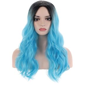 BERON Red Long Wigs Women Girls Curly Wavy Hair Dark Red Wig Heat Resistant Synthetic Natural Looking Wig