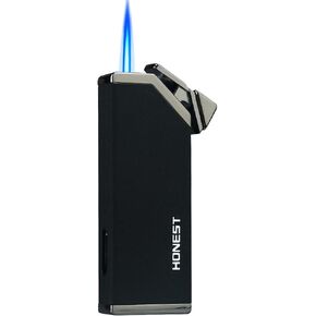 PROMISE Jet Torch Cigar Lighter, Single Flame Windproof Butane Fuel Cigarette Lighter (Black Crackle)