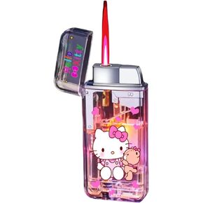 NIVEK Transparent Lighter Light Up Lighter (Clear Kitty)