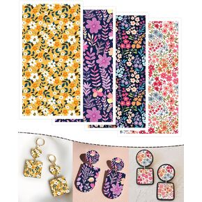 Puocaon Polymer Clay Transfer Paper - 20 Pcs Floral Transfer Paper for Polymer Clay, Retro Flower Water Transfer Paper for Polymer Clay, Purple Flower Polymer Clay Transfer Sheets for Earrings