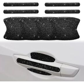 Car Door Bowl Protection Car Door Handle Protector Stickers Car Door Handle Scratch Protector Jeweled Door Handle Stickers(Black)