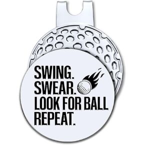 Hafhue Swing Swear Look for Ball Golf Ball Marker with Magnetic Hat Clip, Funny Golf Accessories and Golf Gifts for Men Women Dad Grandpa, Birthday Christmas Retirement Gift for Golfer Golf Lover
