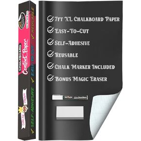 CHALKY CROWN - Chalkboard Contact Paper - Chalkboard Paper Roll Peel & Stick, Black Contact Paper - Wallpaper, Stick & Peel Chalkboard, Paper for Wall (7 Feet)