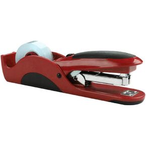 Zmmyr 2 in 1 Red Multifunctional Stapler Desktop Tape Dispenser Office Supplies Stapler Tape Holder