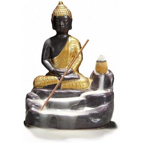 OTOFY Handmade Ceramic Incense Holder, Backflow Incense Burner Figurine Incense Cone Holders Home Decor Gift Decorations Statue Ornaments (Buddha)