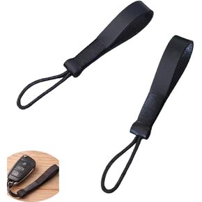 2 Pack Fob Lanyard Car Keychain Cowhide Leather Non-metallic Key Strap String Handmade Pendant Chain Loop Ring for Car Keys Bag Case Cover Holder