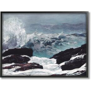 Stupell Industries Crashing Waves Ocean Rocks Cliffs Rough Waters, Design by Lettered and Lined
