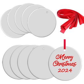 10Pcs Sublimation Ceramic Ornaments Sublimation Ornament Blanks Bulk Ceramic Discs Ornament for Heat Press Printing White Round Porcelain Ornament Personalized Xmas Tree Ornament Keepsake Crafts Gift