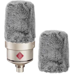 Geekria for Creators Furry Windscreen متوافق مع Sennheiser MK 4، MK 8، TLM 107 Mic DeadCat Wind Cover Muff، Windbuster، Windjammer، غطاء الزجاج الأمامي الزغب (رمادي / 2 حزمة)