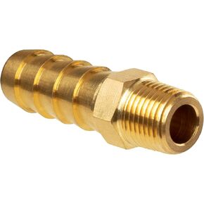 JUWO Brass Hose Barb Fitting, 3/8" Barb x 1/8" NPT Male Pipe Adapter Connector, Ideal for Air, Gas, Fuel, Oil