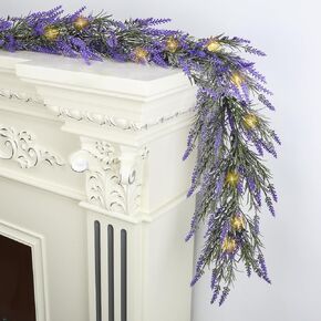 Lavender Garland, 6FT Purple Flower Garland, Artificial Garlands for Decor with Flowers,Wildflower Garland,Garlands for Decoration for Indoor Door Window Wall Arch Background Farmhouse Home Decor