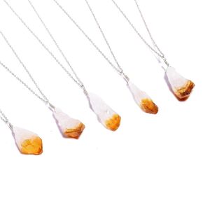 GEMKORA Multi Color Citrine Pendant Necklace, Raw Crystal Pendant, Rough Gemstone Necklace, Healing Pendant, Chakra Pendant, Handmade Necklace, 925 Silver Pendant 18 inch, Crystal Jewelry