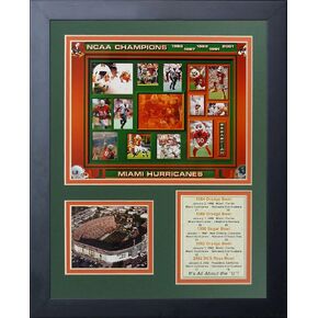 Legends Never Die Miami Hurricanes Five Time Champs Framed Photo Collage, 11 by 14-Inch, Black